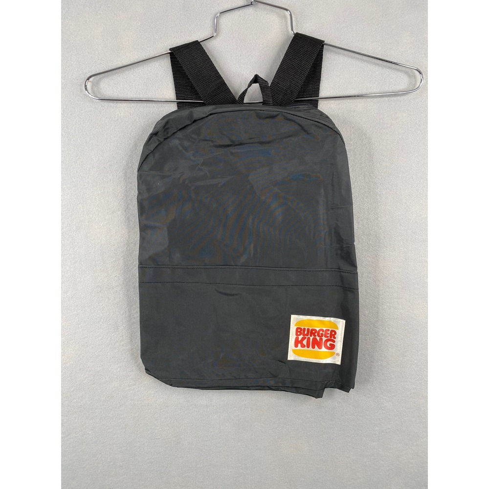 Burger King Vintage Promotional Backpack Black Nylon Adjustable Straps Bag